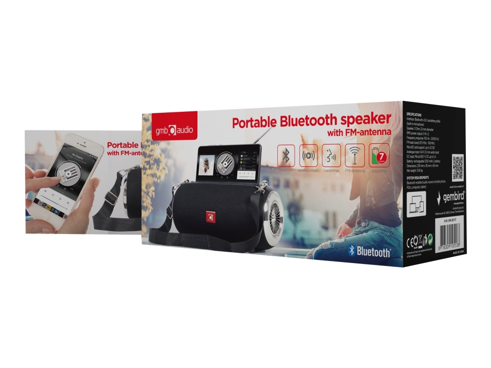 Gembird Spk- -17 Højttaler Til Transportabel Brug Trådløs Bluetooth     10 Watt Sort