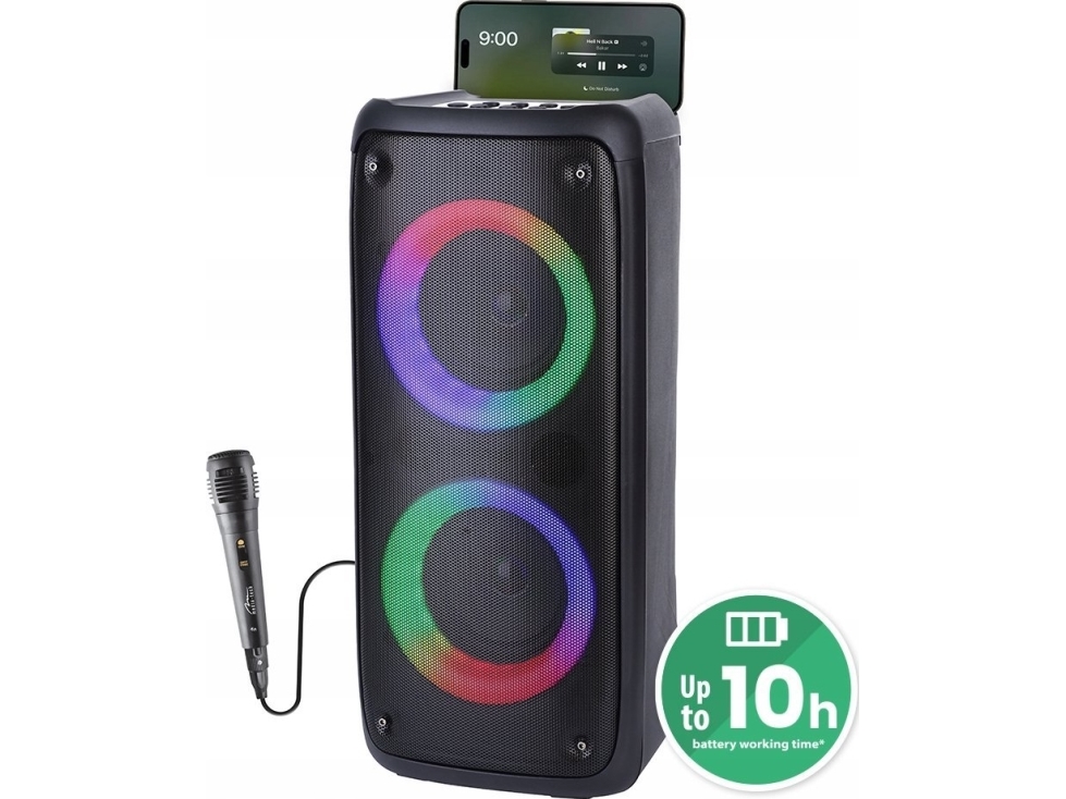 Media-tech Funbox   Kraftfuld Bluetooth    -højttaler Med Karaoke  Tws  Mp3  Usb  Micro    Rgb-baggrundsbelysning  Inkluderer Kabelmikrofon  Musi