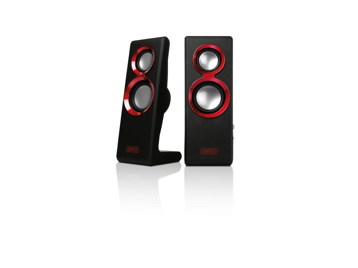 Sweex     Speaker Set Purephonic 20 Watt Red Usb Højttalere Til Transportabel Brug   Watt  Total  Sort  Rød